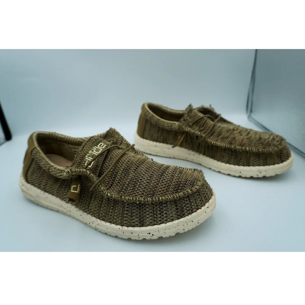 Hey Dude Wally Brown Marl Knit Slip On Loafers Mens 8 Lightweight Shoes